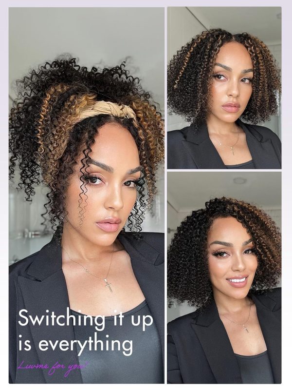 luvme hair 12 inch 4c kinky edges afro curl highlight human hair hd lace 5x5 glueless closure wig pre plucked middle part short curly wigs for women