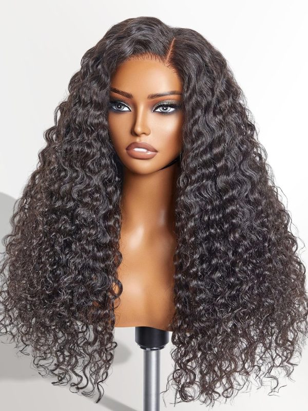 luvme hair 14 inch natural black curly 5x5 lace front wig human hair pre cut lace glueless 5x5 closure wig pre plucked for women 180 density