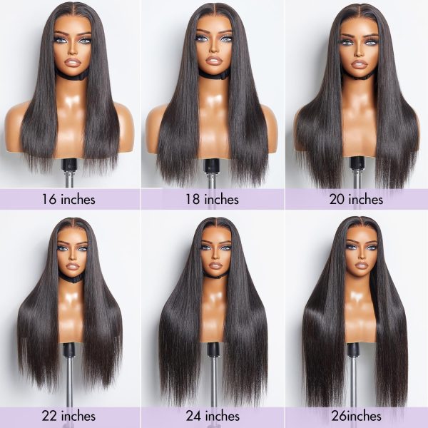 luvme hair 14'' straight lace front wigs human hair 13x4 pre cut lace glueless human hair wig pre plucked long straight black wig for women 180 density