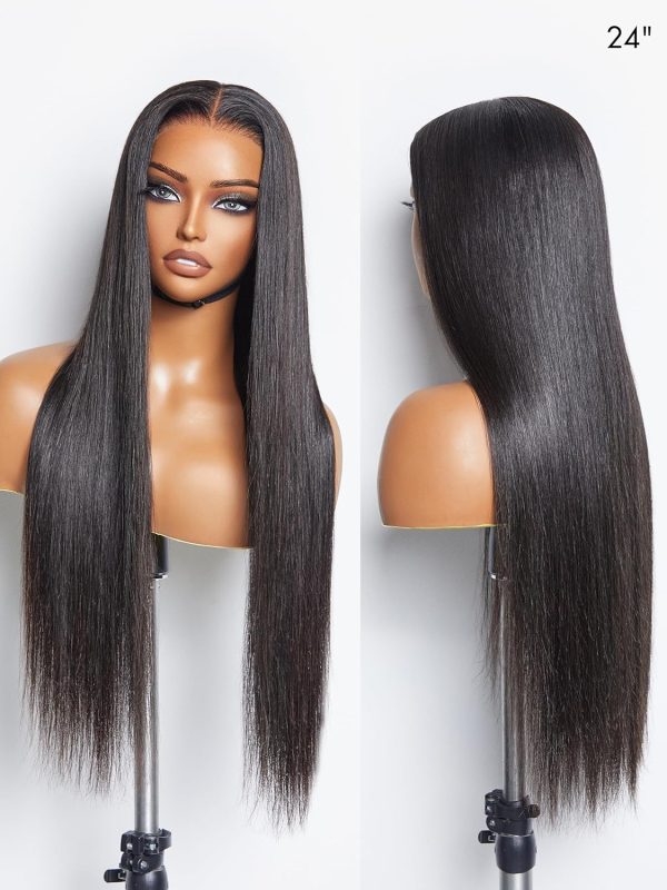 luvme hair 14'' straight lace front wigs human hair 13x4 pre cut lace glueless human hair wig pre plucked long straight black wig for women 180 density