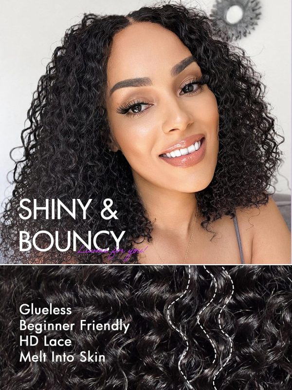 luvme hair 14″ kinky curly glueless human hair wig pre plucked pre cut 5x5 hd lace closure wigs ready to go short curly wigs for women