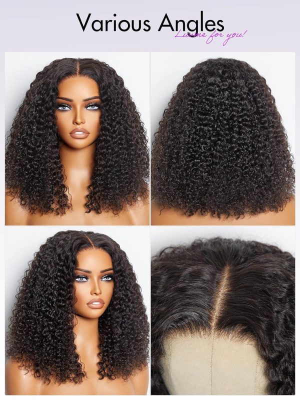 luvme hair 16" kinky curly glueless human hair wig pre plucked precut 5x5 hd lace closure wigs pre bleached ready to go middle part curly frontal lace wig for women