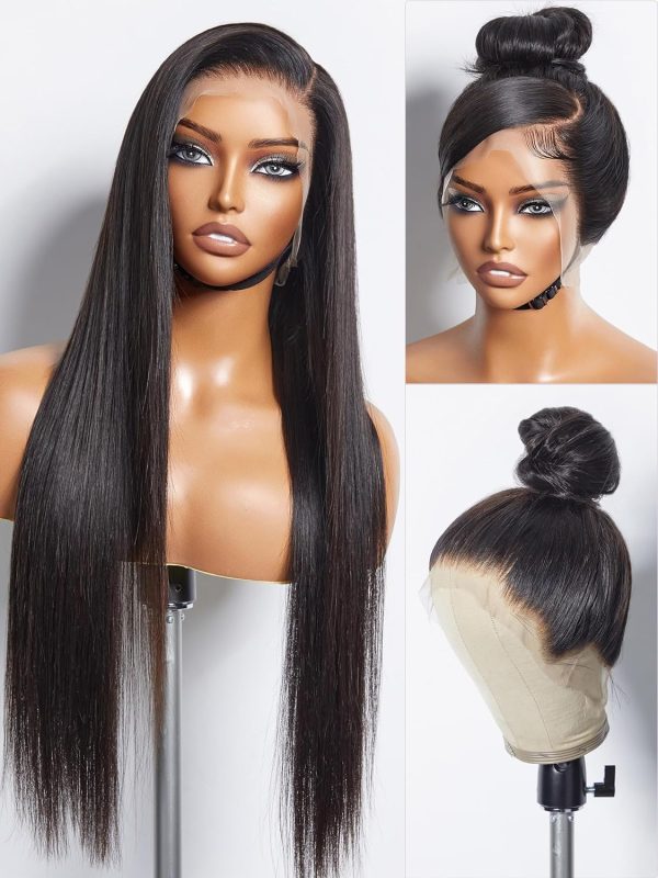 luvme hair 16” straight 360 full lace wig lace front wigs human hair 360 lace frontal glueless human hair wig pre plucked long straight black wig for women 180 density…