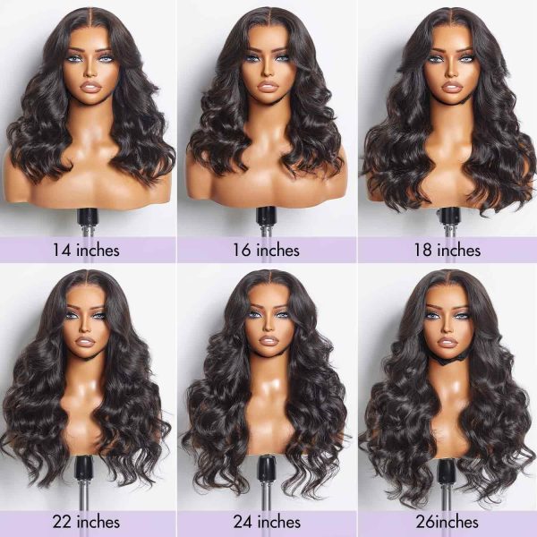 luvme hair 5x5 hd lace loose body wave glueless human hair wig ready to go pre cut lace front wig pre plucked long black wig for women (14 inch & precut lace)