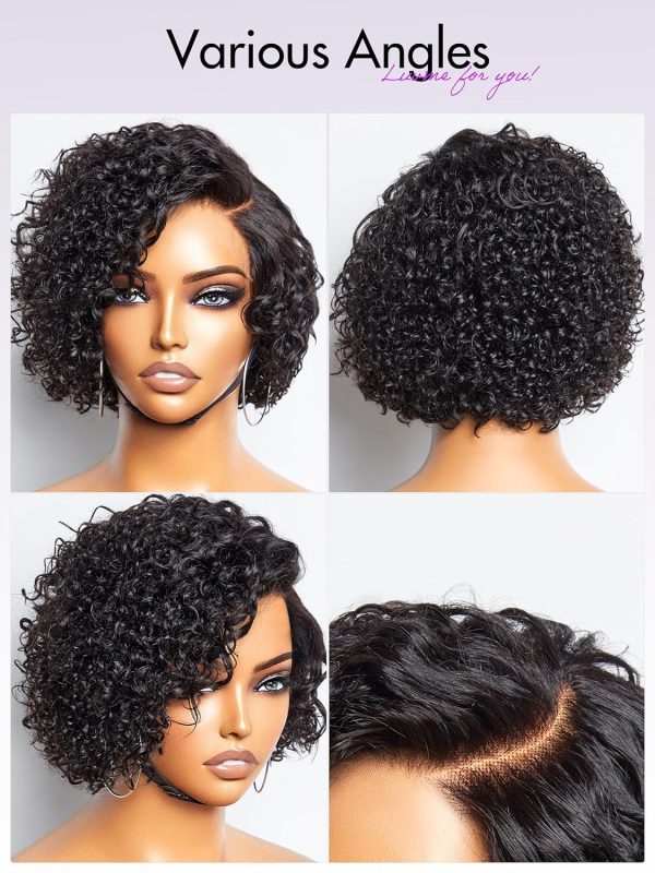 luvme hair 6" short curly lace front wigs human hair, undetectable hd lace curly glueless wigs human hair pre plucked bleached knots pixie cut wig human hair 180 density