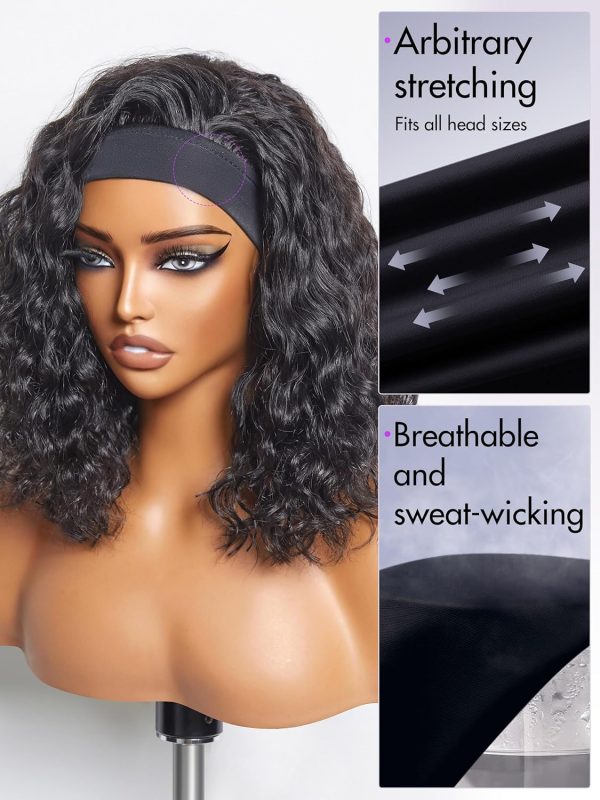 luvme hair loose deep wave headband wig human hair ready to go no lace glueless human hair wig with headband natural black short head band wigs beginners friendly 12 inch