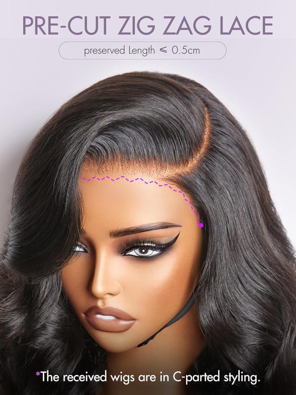 luvme hair 12" loose body wave partingmax glueless wig human hair pre plucked pre cut, 7x6 hd lace front wig human hair long black wig