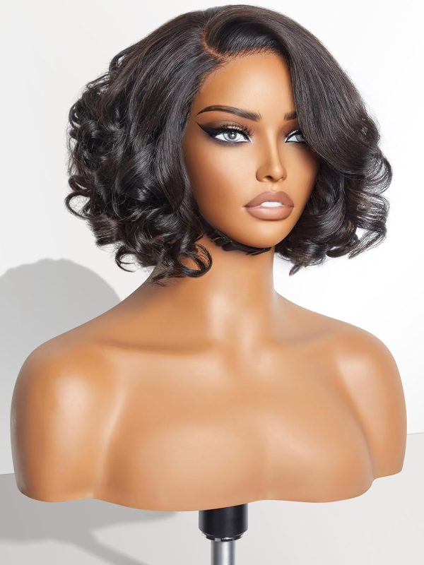 luvme hair roll curly side part bob wig human hair pre cut glueless 4x4 lace closure wig pre plucked 12 inch ready to go short wave wigs for women