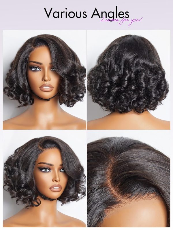 luvme hair roll curly side part bob wig human hair pre cut glueless 4x4 lace closure wig pre plucked 12 inch ready to go short wave wigs for women