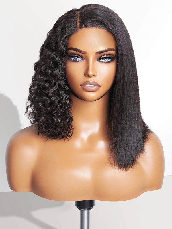 luvme hair wet and wavy | 12 inch water wave 4x4 closure lace glueless side part short wig 100% human hair