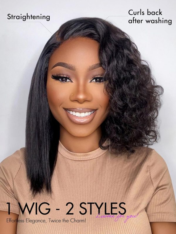 luvme hair wet and wavy | 12 inch water wave 4x4 closure lace glueless side part short wig 100% human hair