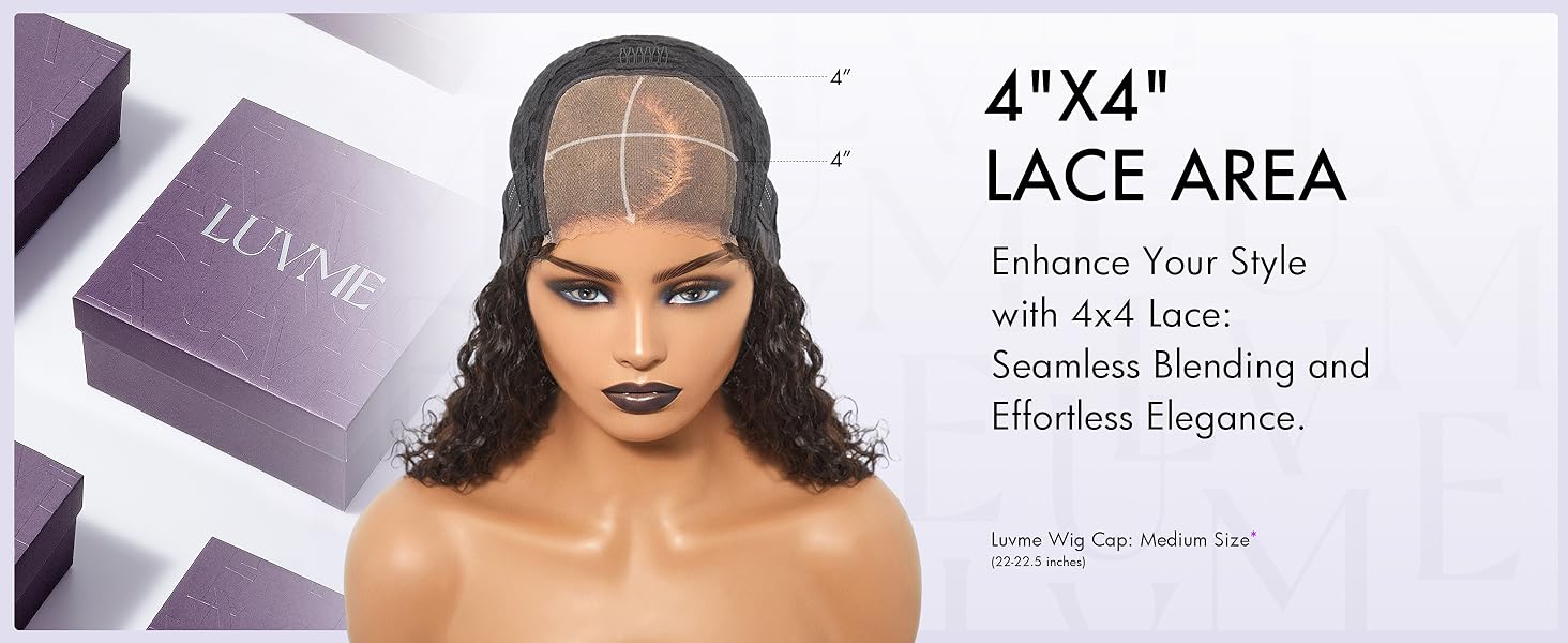 luvme hair wet and wavy | 12 inch water wave 4x4 closure lace glueless side part short wig 100% human hair