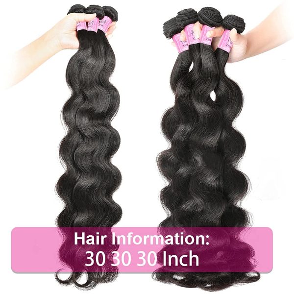 unice hair body wave human hair 4 bundles 30 30 30 30 inch, 10a brazilian unprocessed human virgin hair wavy weaves sew in extensions natural color