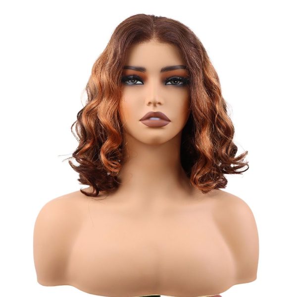 12 inch body wave vietnamese human hair wig pre plucked hd lace & adjustable notches & combs, ready to go out with short piano color m228 wig 180% density