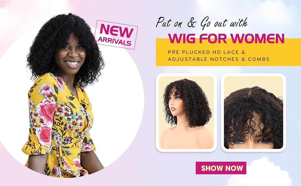 12 inch curly vertex lace vietnamese human hair wig adjustable notches & strap at the back natural #1b color wig 180% density, ready to go out with short curly lace bob wig