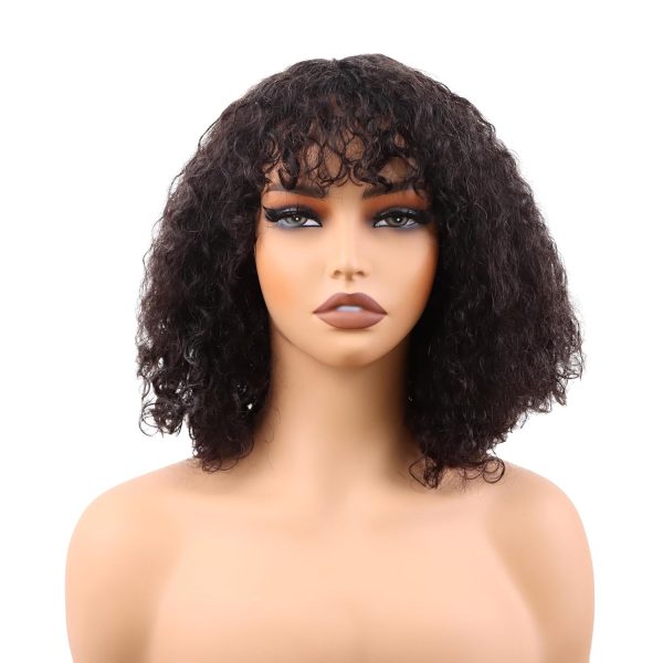 12 inch curly vertex lace vietnamese human hair wig adjustable notches & strap at the back natural #1b color wig 180% density, ready to go out with short curly lace bob wig