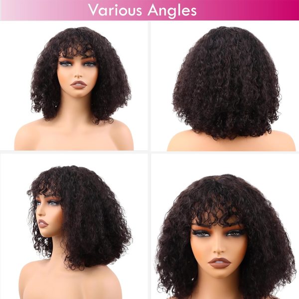 12 inch curly vertex lace vietnamese human hair wig adjustable notches & strap at the back natural #1b color wig 180% density, ready to go out with short curly lace bob wig