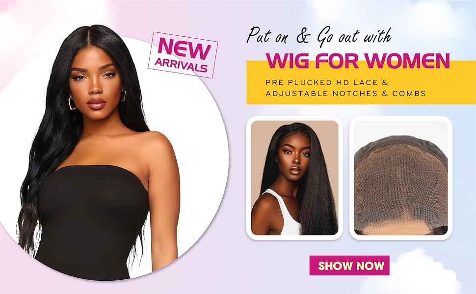 22 inch kinky straight middle part vietnamese human hair hd lace closure wig 5x5 with adjustable straps at the back & secure combs, natural #1b color wig 180% density