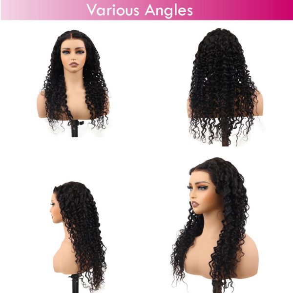 24 inch deep wave middle part vietnamese human hair hd lace frontal wig 13x4 with adjustable notches at the back & secure combs, natural #1b color wig 180% density