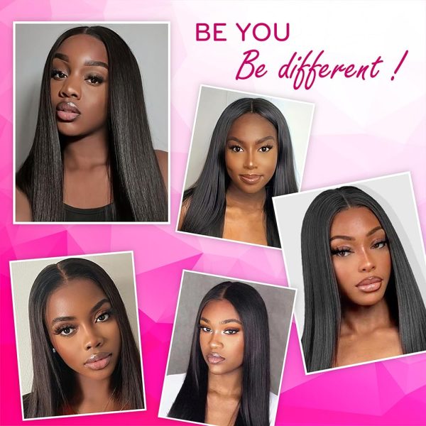 24 inch straight middle part vietnamese human hair hd lace frontal wig 13x4 with adjustable notches at the back & secure combs, natural #1b color wig 180% density