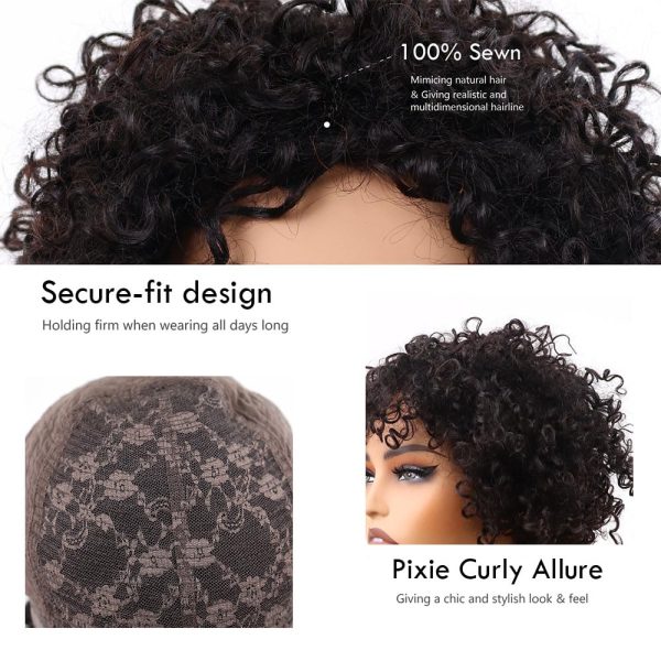 big g hair 9 inch curly pixie cut vietnamese human hair wig hd lace front wig 6x6 adjustable strap & parts at the back natural #1b color wig 180% density, ready to go out with black short wigs