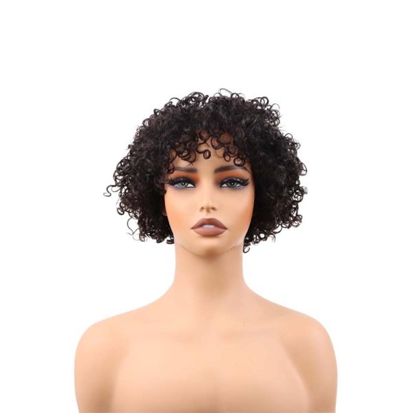 big g hair 9 inch curly pixie cut vietnamese human hair wig hd lace front wig 6x6 adjustable strap & parts at the back natural #1b color wig 180% density, ready to go out with black short wigs