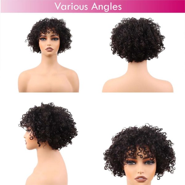 big g hair 9 inch curly pixie cut vietnamese human hair wig hd lace front wig 6x6 adjustable strap & parts at the back natural #1b color wig 180% density, ready to go out with black short wigs