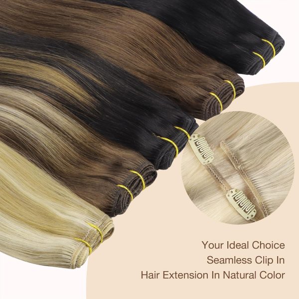 goo goo clip in hair extensions real human hair, remy human hair extensions clip ins for women, natural human hair 17/22/60 balayage ash blonde to golden blonde and platinum blonde