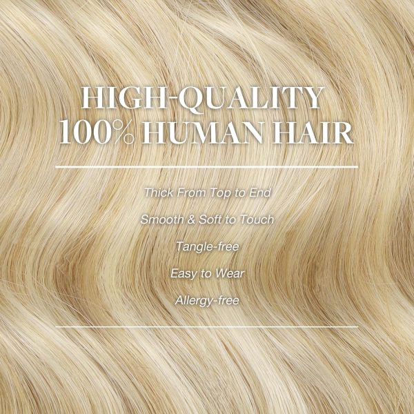 goo goo clip in hair extensions real human hair, remy human hair extensions clip ins for women, natural human hair, 18a/613a dark blonde highlighted bleach blonde