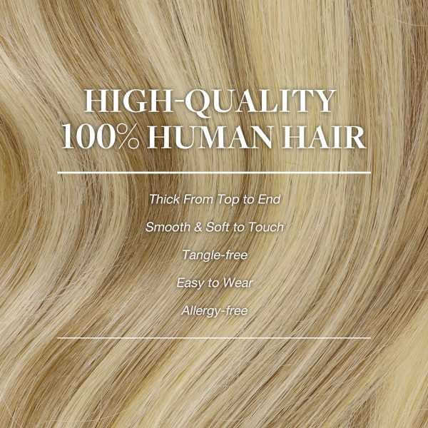 goo goo clip in hair extensions real human hair, remy human hair extensions clip ins for women, natural human hair,16/22 light blonde highlighted golden blonde