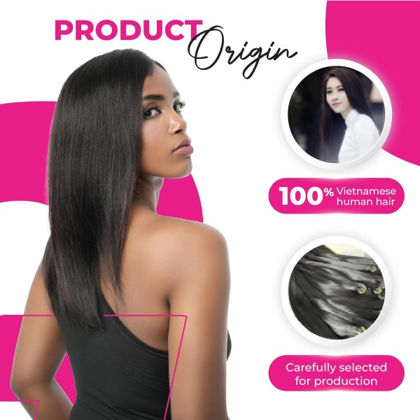 big g hair 16 inch natural straight side part virgin human hair wig with baby hair adjustable notches & strap at the back natural #1b color wig 180% density, ready to go out