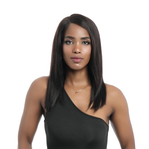 big g hair 16 inch natural straight side part virgin human hair wig with baby hair adjustable notches & strap at the back natural #1b color wig 180% density, ready to go out