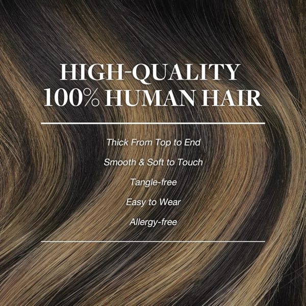 goo goo clip in hair extensions real human hair, remy human hair extensions clip ins for women, natural human hair 1b/6/1b balayage natural black to chestnut brown