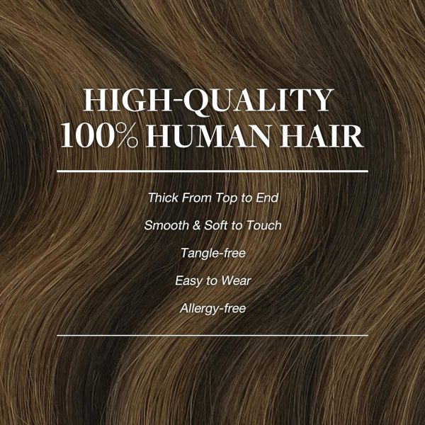 goo goo clip in hair extensions real human hair, remy human hair extensions clip ins for women, natural human hair, 2/6/2 balayage dark brown to chestnut brown