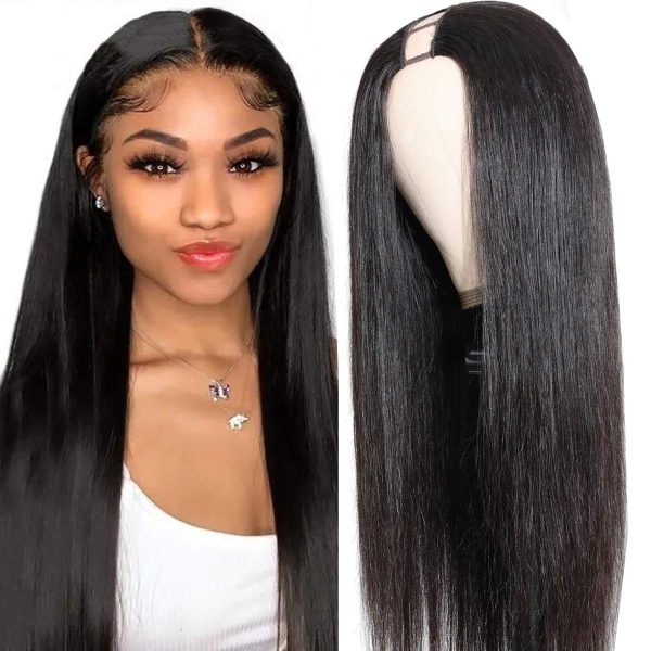 unice 10a straight u part wig human hair wigs for women brazilian virgin hair glueless upart wig beginger friendly no glue no sew in 150% density 18inch