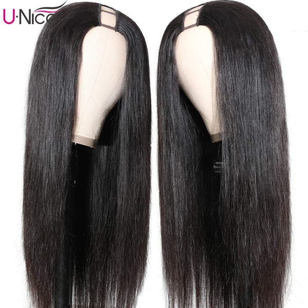 unice 10a straight u part wig human hair wigs for women brazilian virgin hair glueless upart wig beginger friendly no glue no sew in 150% density 18inch