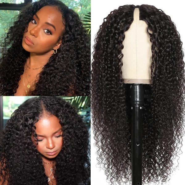 unice curly v part wig human hair no leave out 180% density upgrade u part wigs with clips glueless wig human hair for women beginner friendly no lace no glue no sew in