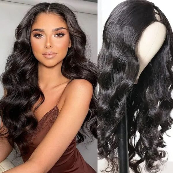 unice hair body wave u part wig human hair for women 12a brazilian hair wear and go glueless human hair wig wavy upart wig beginner friendly 180% density natural color