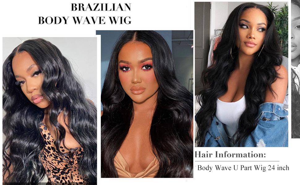 unice hair body wave u part wig human hair for women 12a brazilian hair wear and go glueless human hair wig wavy upart wig beginner friendly 180% density natural color