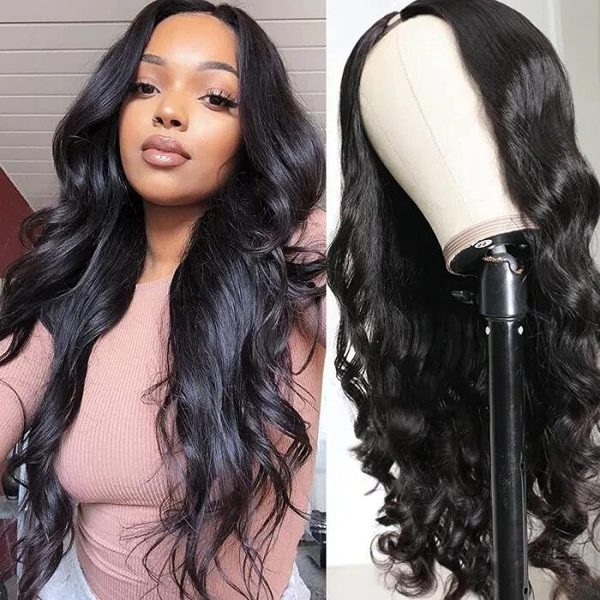 unice hair body wave u part wig human hair for women 12a brazilian hair wear and go glueless human hair wig wavy upart wig beginner friendly 180% density natural color