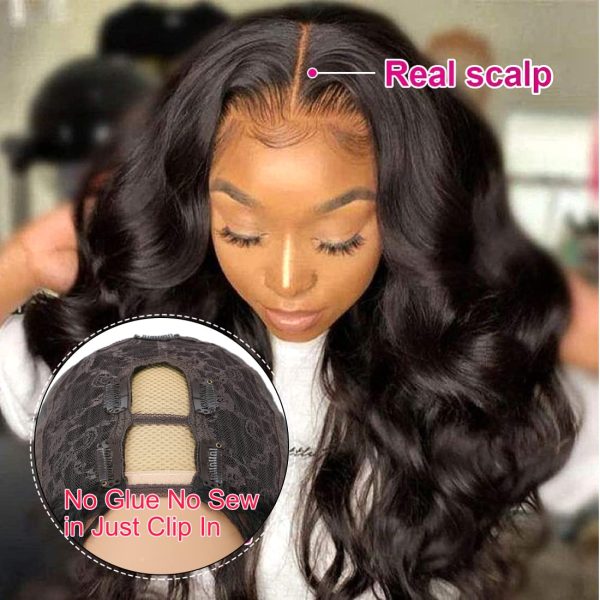 unice hair body wave u part wig human hair for women 12a brazilian hair wear and go glueless human hair wig wavy upart wig beginner friendly 180% density natural color