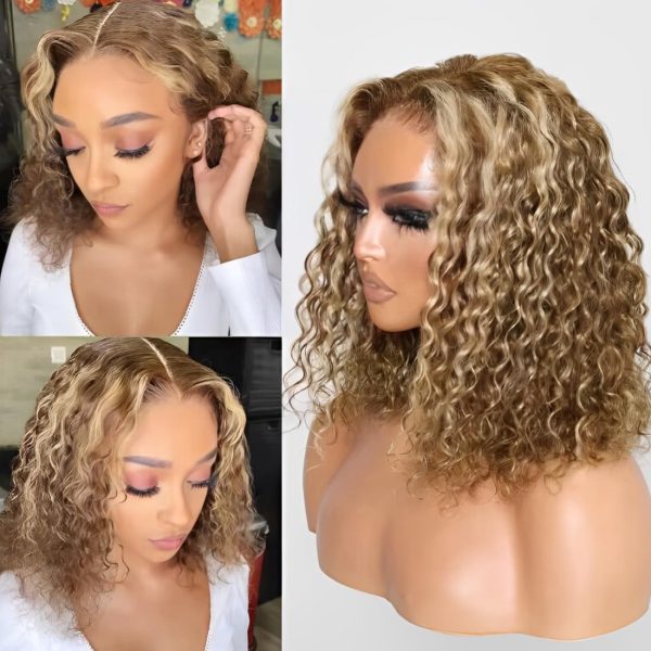 unice honey blonde highlight bye bye knots bob wigs human hair invisible knots 7x5 pre cut lace front wigs human hair put on and go glueless wig human hair pre plucked