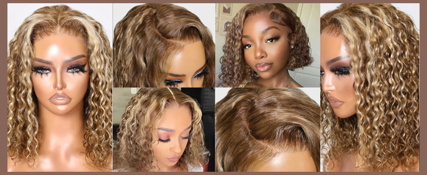 unice honey blonde highlight bye bye knots bob wigs human hair invisible knots 7x5 pre cut lace front wigs human hair put on and go glueless wig human hair pre plucked