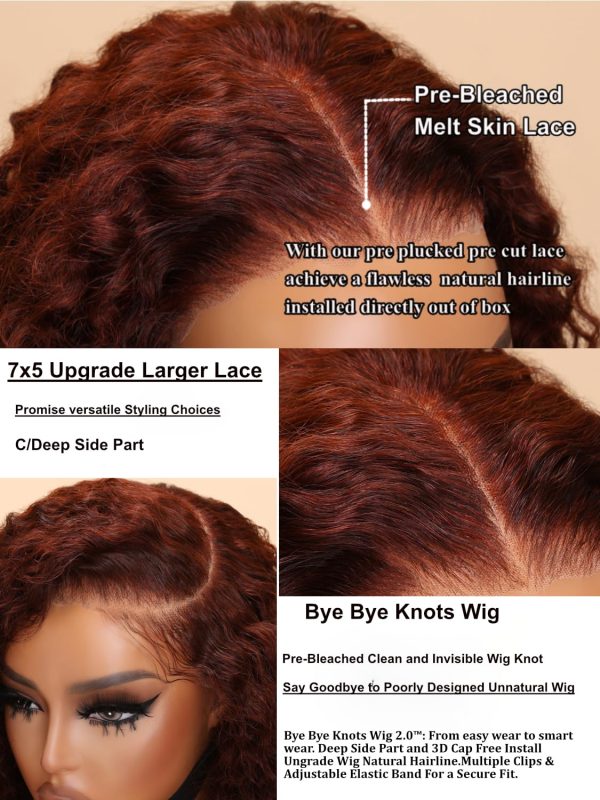 unice short curly beyond basics bob wig human hair bye bye knots glueless wigs pre plucked pre cut 7x5 hd lace closure ready to go wig reddish brown color