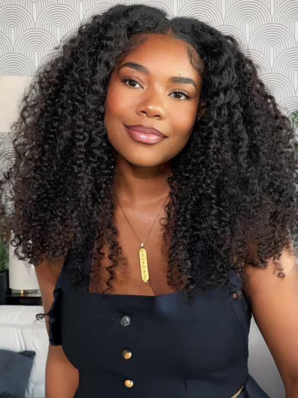 unice v part wig kinky curly upgrade u part wigs human hair for women, no gel no leave out no sew in no lace front glueless wig brazilian virgin hair beginner friendly wig 180% density