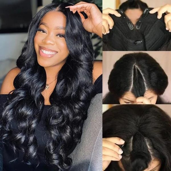 unice v part wigs human hair body wave upgrade glueless human hair v part clip in wigs no leave out, no glue, no sew in, beginner friendly