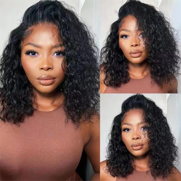 unice water wave short bob wigs human hair 7x5 pre cut lace bye bye knots glueless wigs bleached knots pre plucked hairline put on and go beginner wig for women (1)