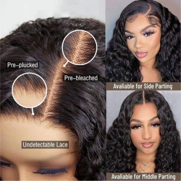 unice water wave short bob wigs human hair 7x5 pre cut lace bye bye knots glueless wigs bleached knots pre plucked hairline put on and go beginner wig for women (17)