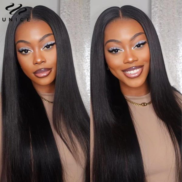 unice yaki straight v part wig human hair small leave out glueless upgrade u part human hair wig for women no lace clip in ready to go wig beginner friendly natural color 150% density