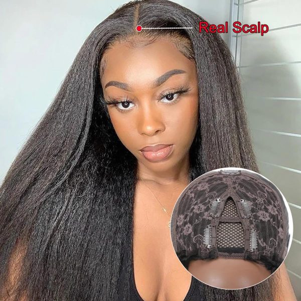 unice yaki straight v part wig human hair small leave out glueless upgrade u part human hair wig for women no lace clip in ready to go wig beginner friendly natural color 150% density